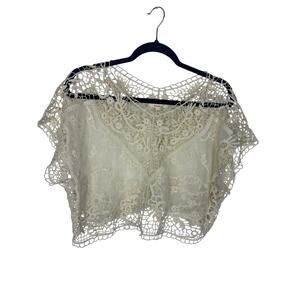 Cottagecore Sundance Lace Overlay Sheer Crochet Top Small